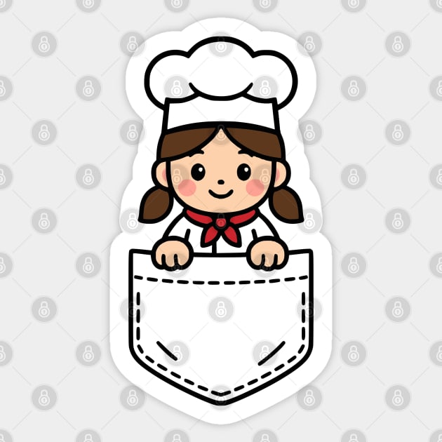Funny Girl Chef Pocket Pal Cute Chef Cook Cooking Kitchen Sticker by Yesteeyear